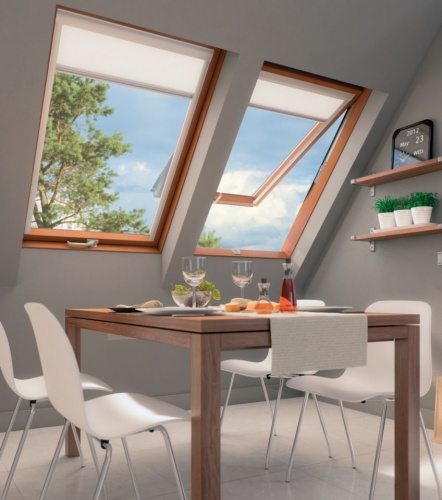 Среднеповоротные пластиковые окна Fakro PTP U3 55*98